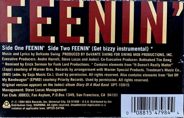 Jodeci "Feenin'" (Single)-Cassette Tapes-UnDigable Digs