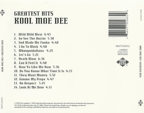 Kool Moe Dee "Greatest Hits" (CD)-CDs-UnDigable Digs