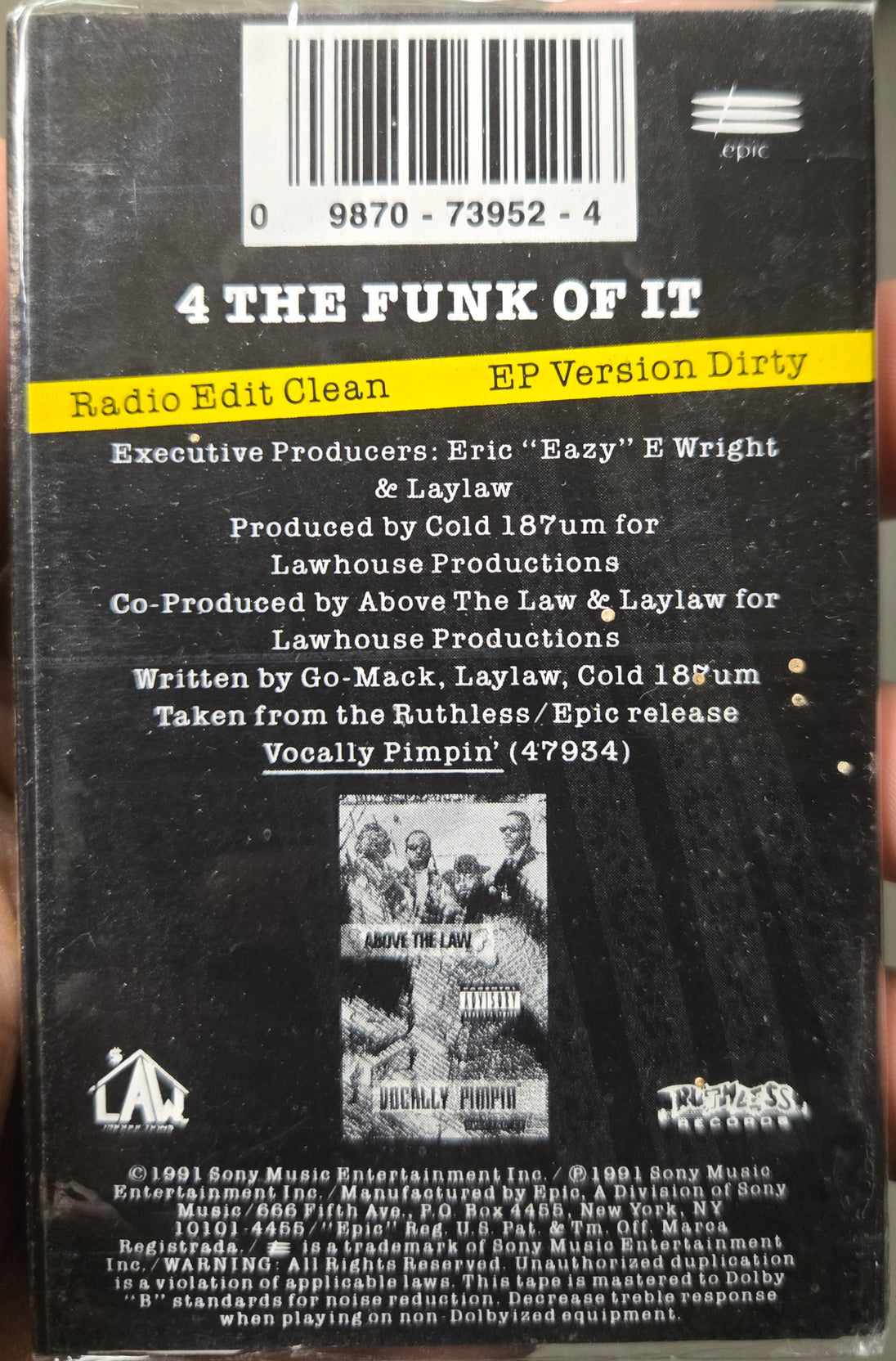 Above The Law "4 The Funk Of It" (Single)-Cassette Tapes-UnDigable Digs