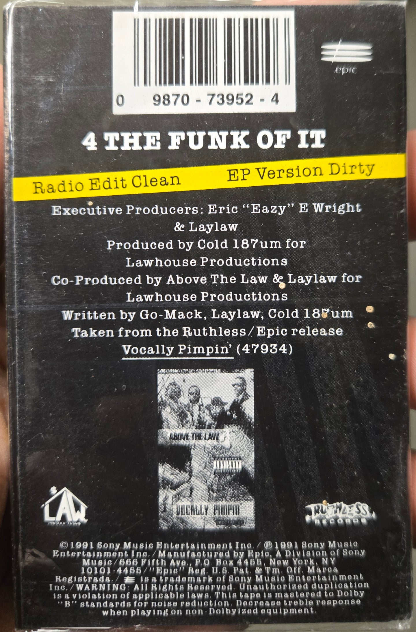 Above The Law "4 The Funk Of It" (Single)-Cassette Tapes-UnDigable Digs