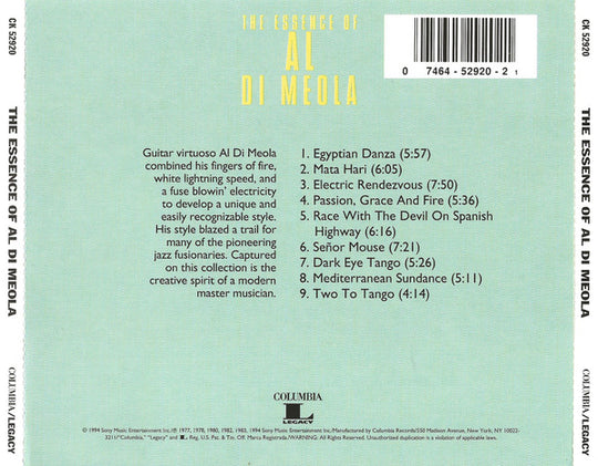 Al Di Meola "The Essence Of Al Di Meola" (CD)-CDs-UnDigable Digs