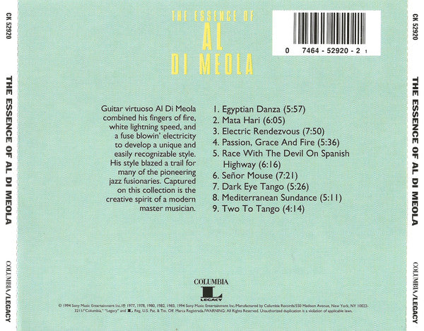 Al Di Meola "The Essence Of Al Di Meola" (CD)-CDs-UnDigable Digs