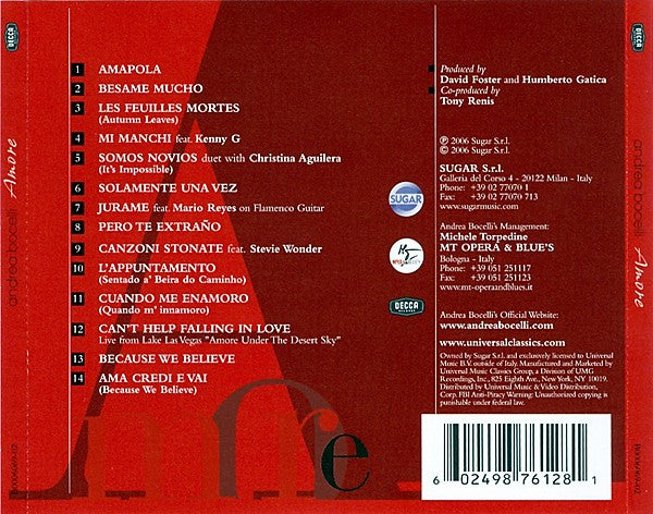 Andrea Bocelli "Amore" (CD)-CDs-UnDigable Digs