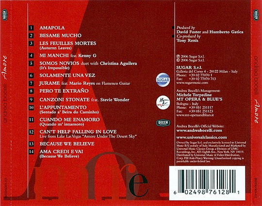 Andrea Bocelli "Amore" (CD)-CDs-UnDigable Digs