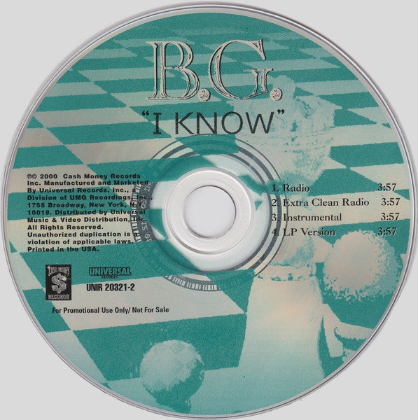 B.G. "I Know" (12" Single)-Vinyl Records-UnDigable Digs