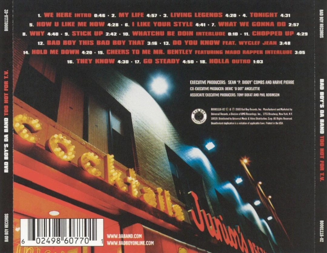 Bad Boy's Da Band "Too Hot For T.V." (CD)-CDs-UnDigable Digs