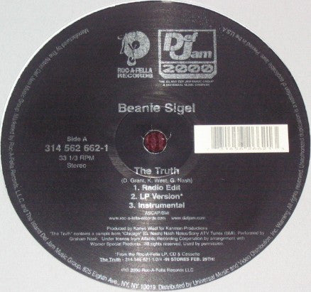 Beanie Sigel "The Truth" (12" Single)-Vinyl Records-UnDigable Digs