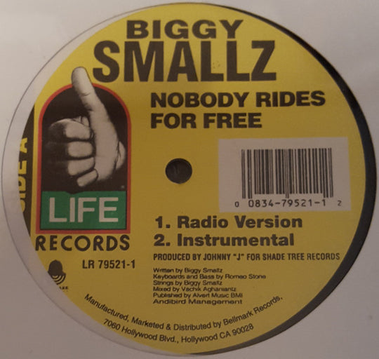 Biggy Smallz "Nobody Rides For Free" (12" Single)-Vinyl Records-UnDigable Digs