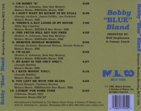 Bobby Blue Bland "Memphis Monday Morning" (CD)-CDs-UnDigable Digs