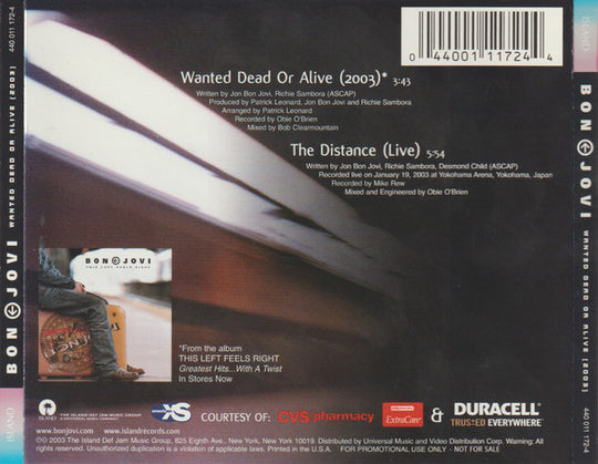 Bon Jovi "Wanted Dead Or Alive (2003)" (CD)-CDs-UnDigable Digs