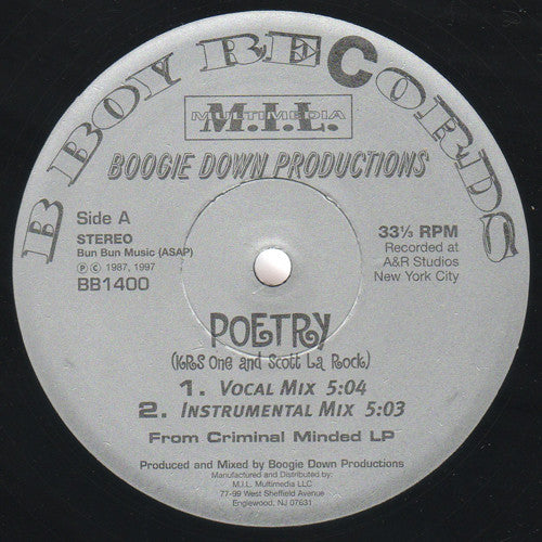 Boogie Down Productions "Poetry / Elementary" (12" Single)-Vinyl Records-UnDigable Digs