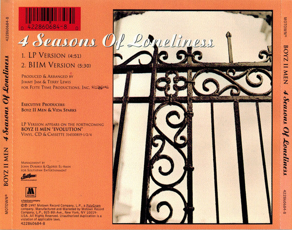Boyz II Men "4 Seasons Of Loneliness" (CD Single)-CDs-UnDigable Digs