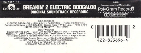 Breakin' 2: Electric Boogaloo (Original Soundtrack Recording)-Cassette Tapes-UnDigable Digs