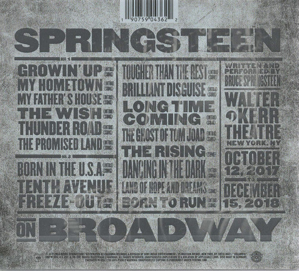 Bruce Springsteen "Springsteen On Broadway" (2xCD)-CDs-UnDigable Digs