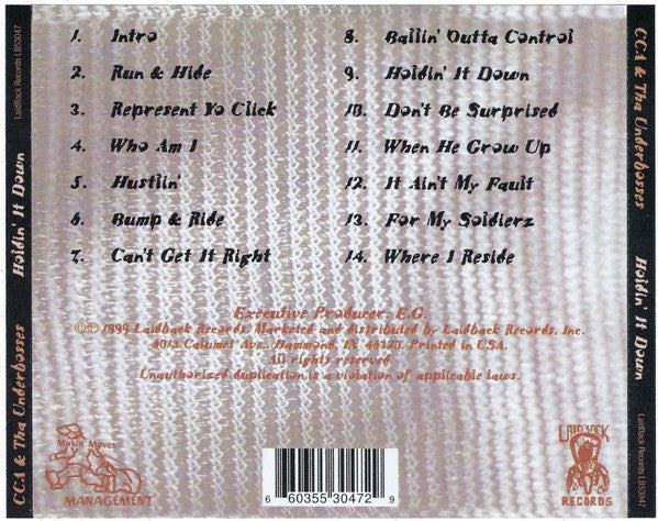 CCA (Concord Affiliated) & Tha Underbosses "Holdin' It Down" (CD)-CDs-UnDigable Digs