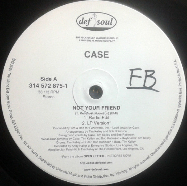 Case "Not Your Friend" (12" Single)-Vinyl Records-UnDigable Digs