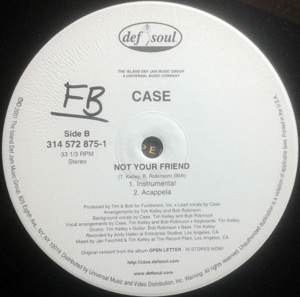 Case "Not Your Friend" (12" Single)-Vinyl Records-UnDigable Digs