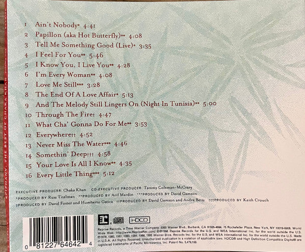 Chaka Khan "Epiphany: The Best Of Chaka Khan Volume One" (CD) (RE)-CDs-UnDigable Digs