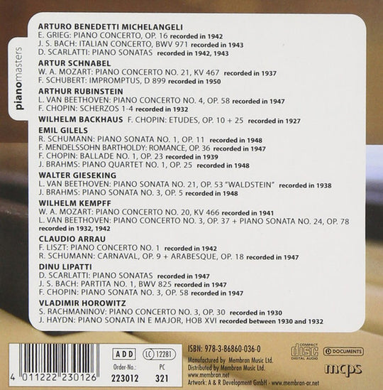 Classical Piano Masters: Rubinstein; Schnabel; Gilels (3xCD)-CDs-UnDigable Digs