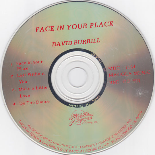 David Burrill "Face In Your Place" (12" Maxi-Single)-Vinyl Records-UnDigable Digs