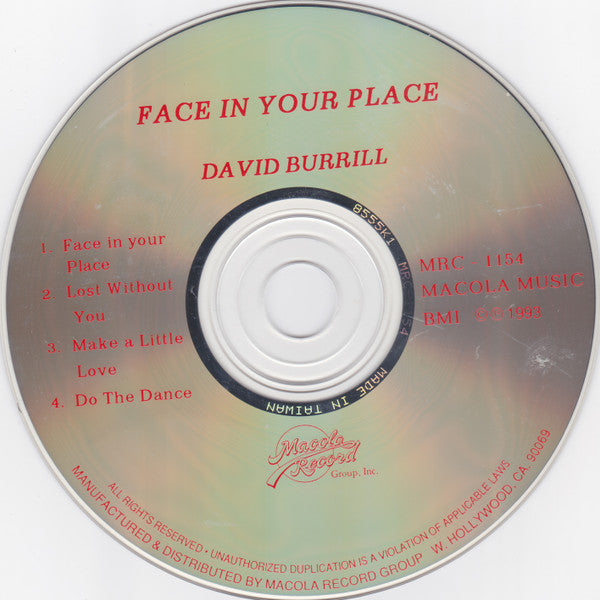 David Burrill "Face In Your Place" (12" Maxi-Single)-Vinyl Records-UnDigable Digs