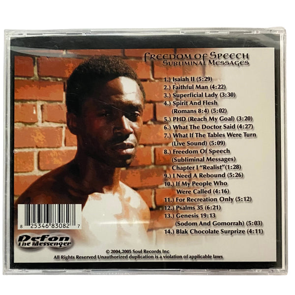 Defon The Messenger "Freedom Of Speech: Subliminal Messages Chapter #1"The Realist" (CD)-CDs-UnDigable Digs