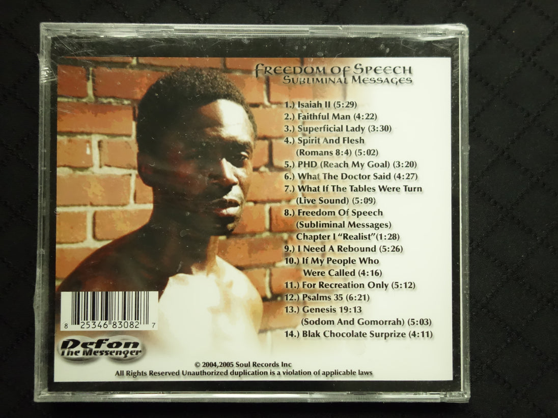 Defon The Messenger "Freedom Of Speech: Subliminal Messages Chapter #1"The Realist" (CD)-CDs-UnDigable Digs