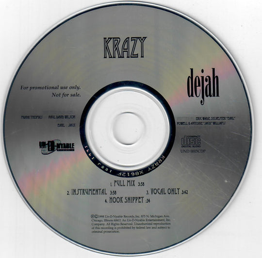 Dejah "Krazy" (CD Promo Single)-CDs-UnDigable Digs