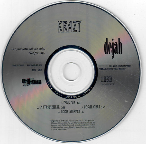 Dejah "Krazy" (CD Promo Single)-CDs-UnDigable Digs