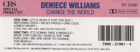 Deniece Williams "Change The World"-Cassette Tapes-UnDigable Digs