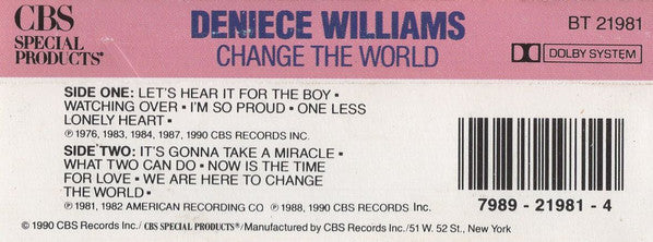 Deniece Williams "Change The World"-Cassette Tapes-UnDigable Digs