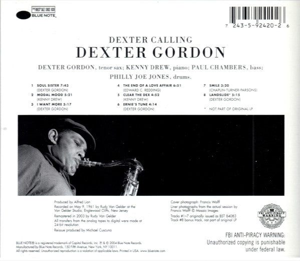 Dexter Gordon "Dexter Calling . . ." (CD)-CDs-UnDigable Digs