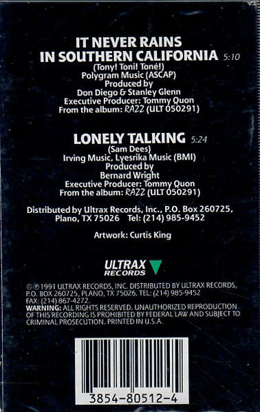 Don Diego "It Never Rains In Southern California" (Single)-Cassette Tapes-UnDigable Digs