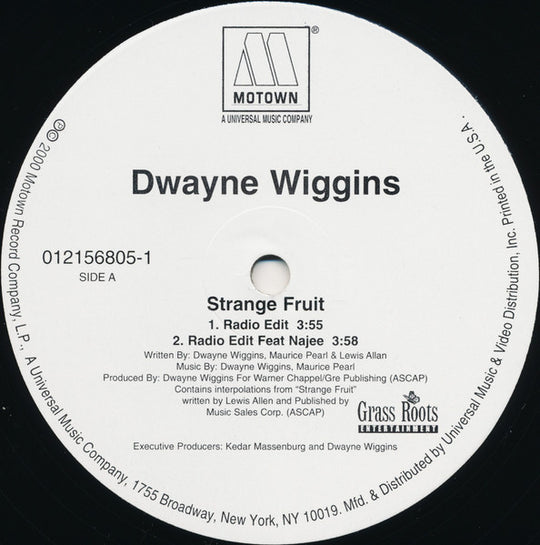 Dwayne Wiggins "Strange Fruit" (12" Single)-Vinyl Records-UnDigable Digs