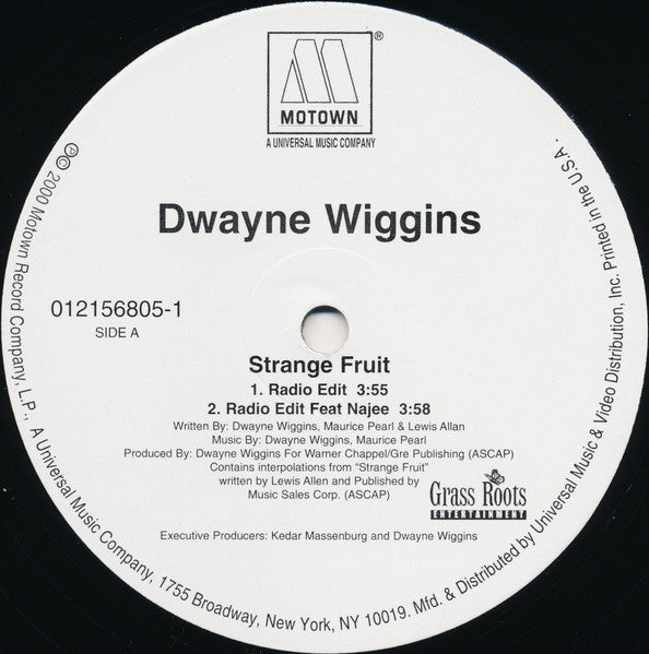 Dwayne Wiggins "Strange Fruit" (12" Single)-Vinyl Records-UnDigable Digs