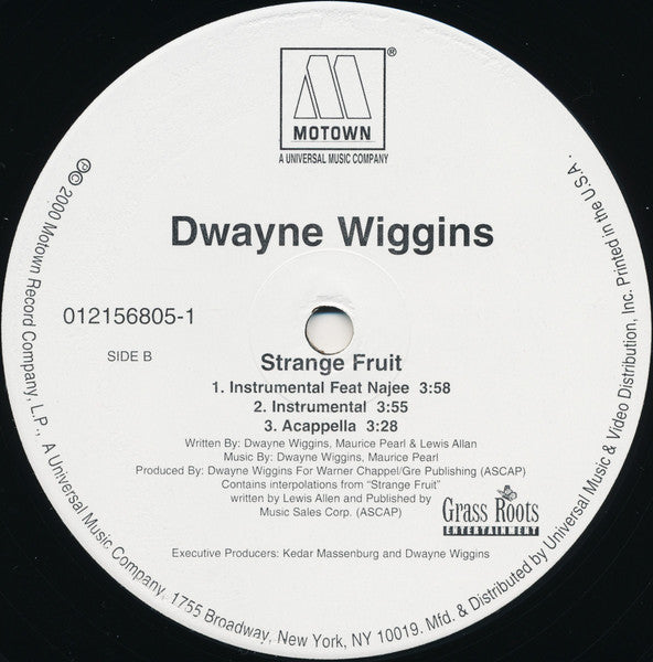 Dwayne Wiggins "Strange Fruit" (12" Single)-Vinyl Records-UnDigable Digs