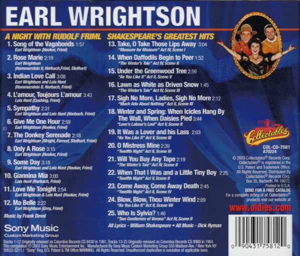 Earl Wrightson "A Night With Rudolf Friml / Shakespeare's Greatest Hits" (CD)-CDs-UnDigable Digs