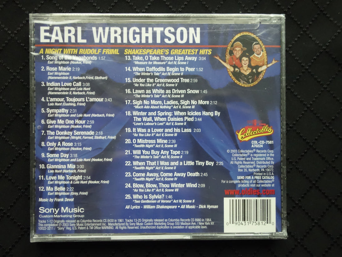 Earl Wrightson "A Night With Rudolf Friml / Shakespeare's Greatest Hits" (CD)-CDs-UnDigable Digs