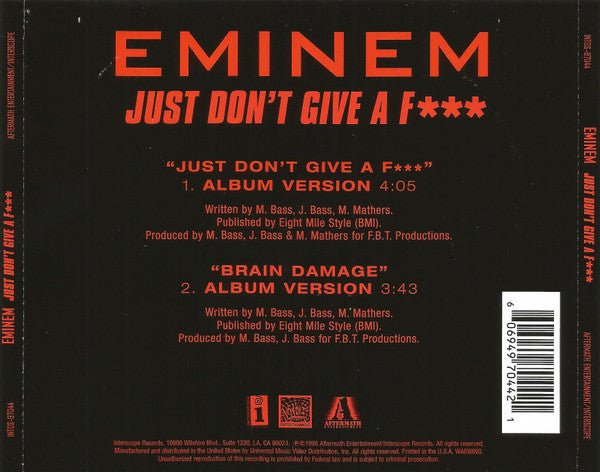 Eminem "Just Don't Give A F***" (CD Single)-CDs-UnDigable Digs