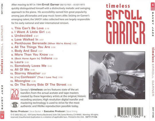 Erroll Garner "Timeless" (CD)-CDs-UnDigable Digs