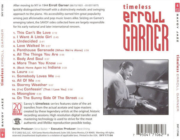 Erroll Garner "Timeless" (CD)-CDs-UnDigable Digs