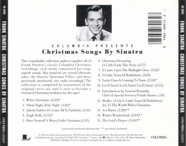 Frank Sinatra "Christmas Songs By Sinatra" (CD)-CDs-UnDigable Digs