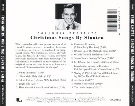 Frank Sinatra "Christmas Songs By Sinatra" (CD)-CDs-UnDigable Digs