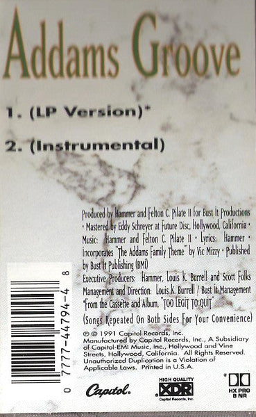 Hammer "Addams Groove" (Single)-Cassette Tapes-UnDigable Digs