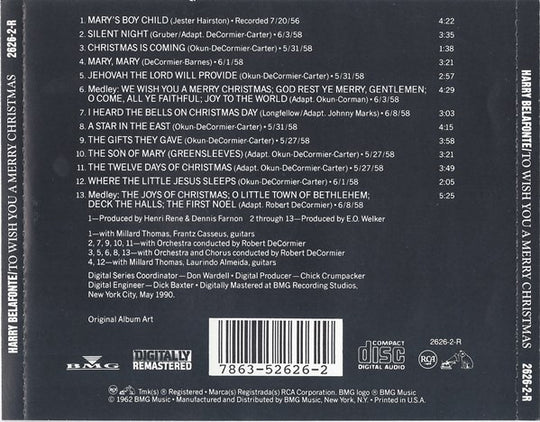Harry Belafonte "To Wish You A Merry Christmas" (LongBox CD)-CDs-UnDigable Digs