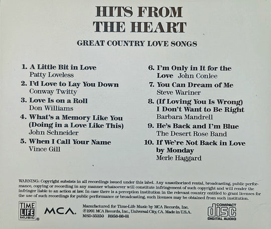 Hits From The Heart (Great Country Love Songs) (CD)-CDs-UnDigable Digs