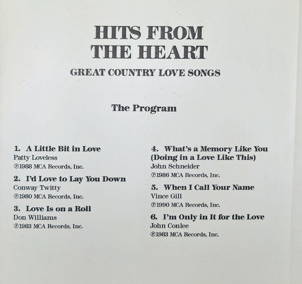 Hits From The Heart (Great Country Love Songs) (CD)-CDs-UnDigable Digs