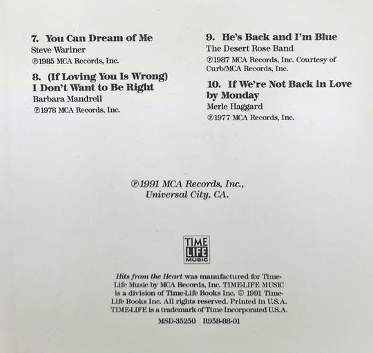 Hits From The Heart (Great Country Love Songs) (CD)-CDs-UnDigable Digs