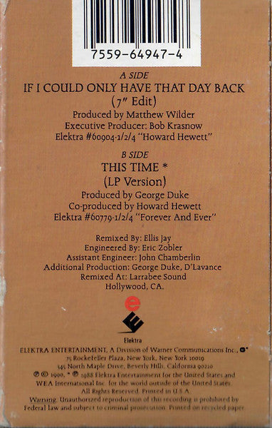 Howard Hewett "If I Could Only Have That Day Back" (Single)-Cassette Tapes-UnDigable Digs