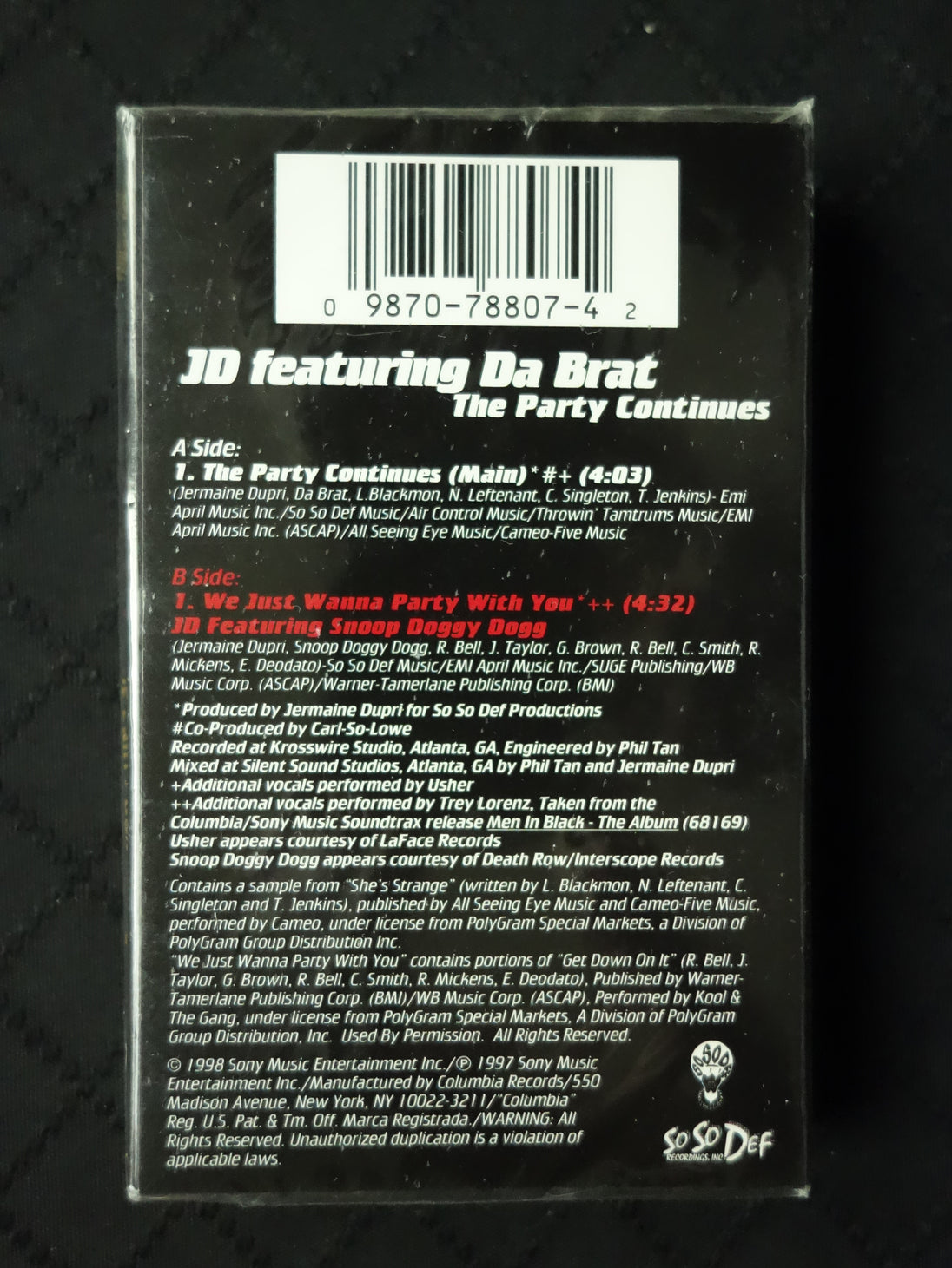 JD & Da Brat "The Party Continues" (Single)-Cassette Tapes-UnDigable Digs